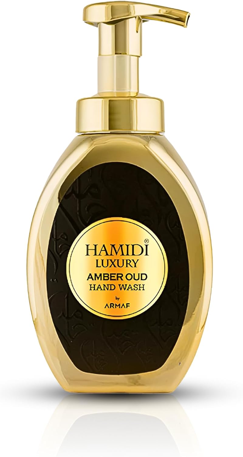 Hamidi Luxury Amber Oud Hand Wash | Non-Alcoholic foaming hand wash | Moisturizing & Sensitive Skin-Friendly | Enriched with Vitamin E & Aloe Vera | Oud Musk Scent for Unisex | 350ML