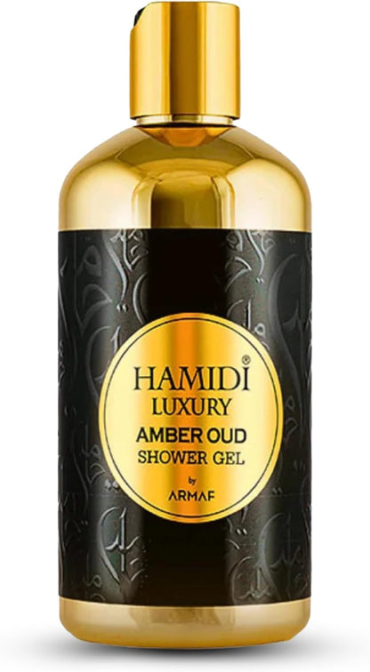 Hamidi Luxury Amber Oud Shower Gel | 500ML | 24-Hour Fresh | Deep Moisture | Sulfate And Paraben-Free | Non-Alcoholic | Unisex Fragrance sensitive shower gel | Hydrating Body Wash